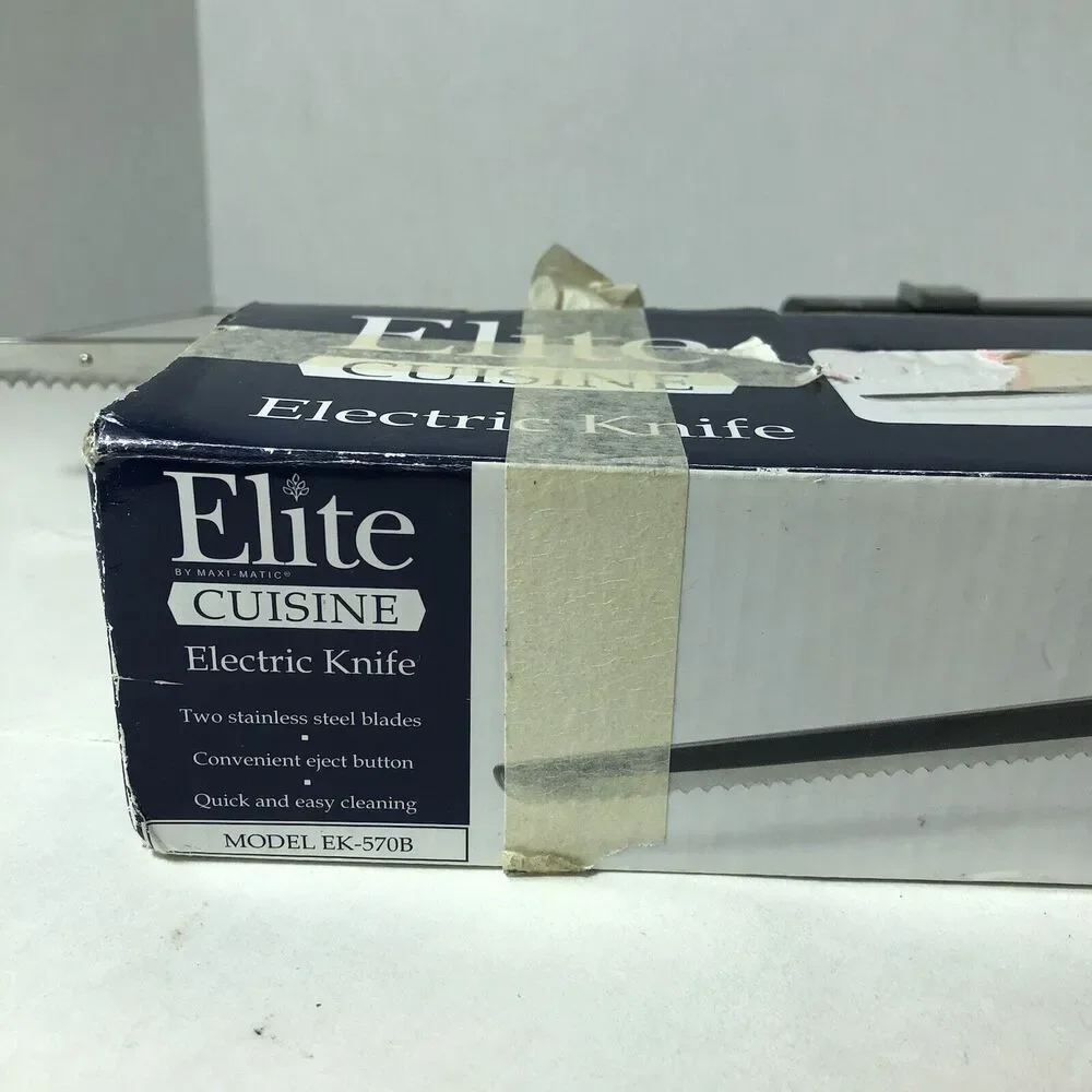 Elite Cuisine‎ Electric Knife Model EK-570B Stainless Steel Serrated Blades D3